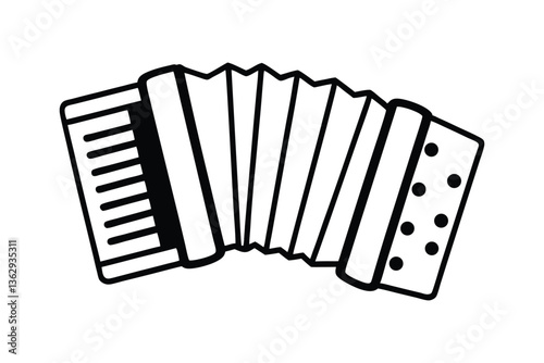 Line art drawing of an accordion with its bellows vector art illustration.eps