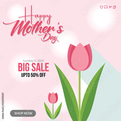 Mothers day discount post social media template