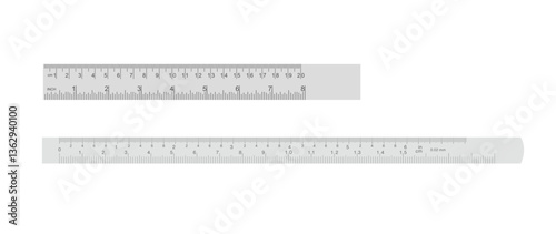 Ruler isolated on white background, realistic vector illustration, measuring tool and equipment