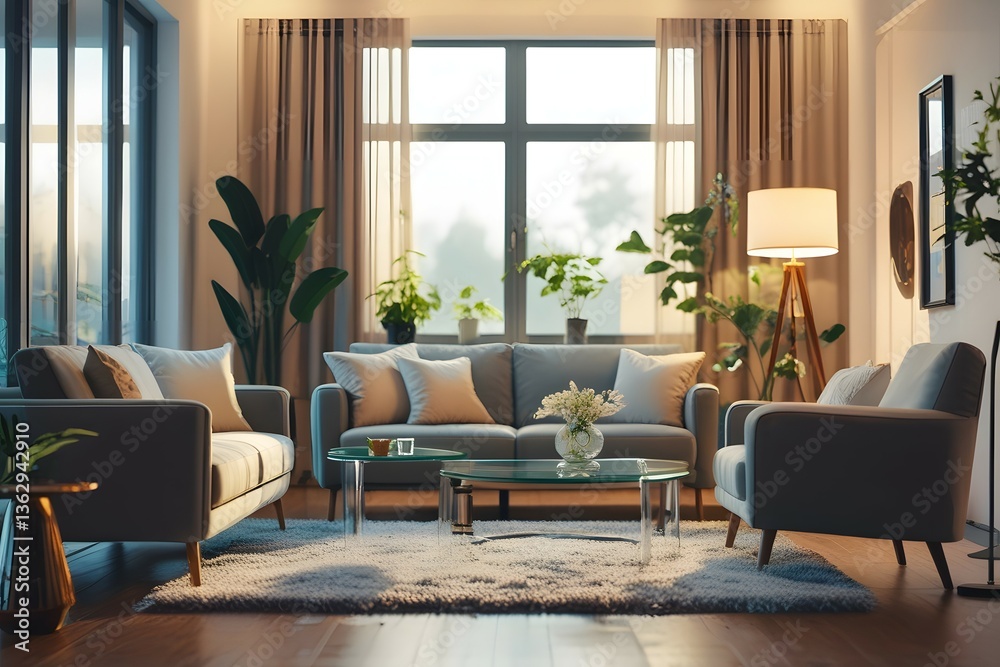 Fototapeta premium Best Minimalist Desk Setup with Ergonomic White Chair for Office 