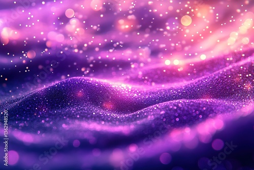 Abstract Purple Haze Sparkling Glitter Texture with Bokeh Effects and Light Bursts