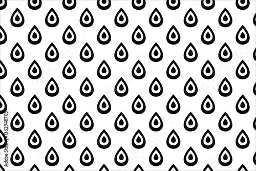 Simple seamless pattern with teardrop shapes in a structured black and white layout. Ideal for textiles, wallpapers, and modern digital artwork.