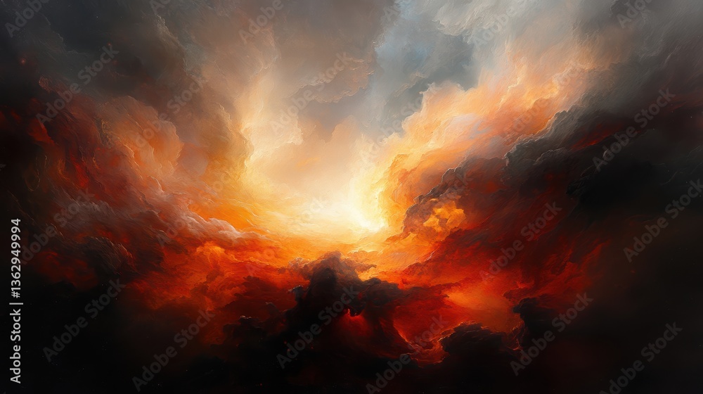 Fototapeta premium A gas cloud illuminated by a brilliant burst of light casting shadows.