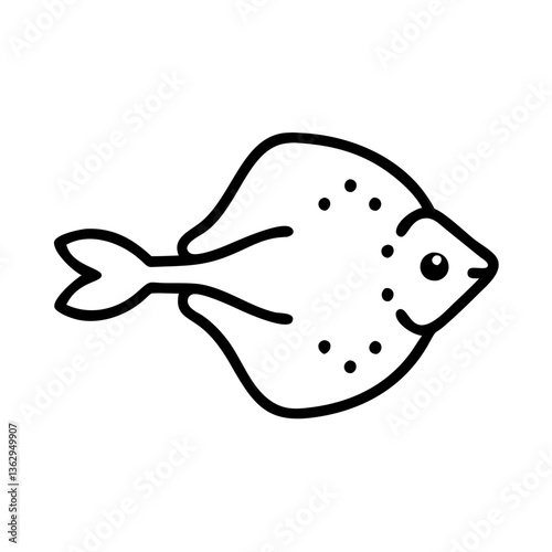 Flat fish swimming with dotted body outline