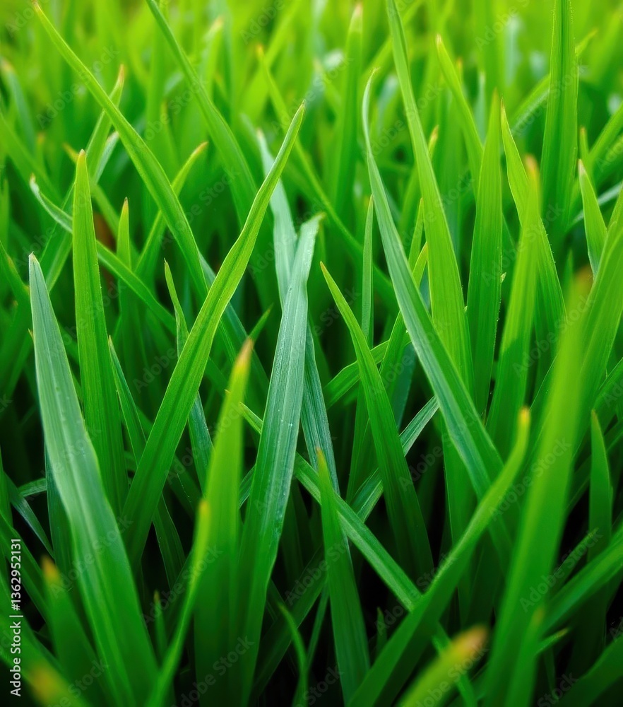 Close-up vibrant green grass texture, showing blades and subtle variations in tone, landscape, background Close-up vibrant green grass texture, showing blades and subtle variations in tone, landscape, background