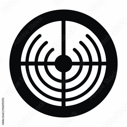 Sonar or radar icon with concentric circles