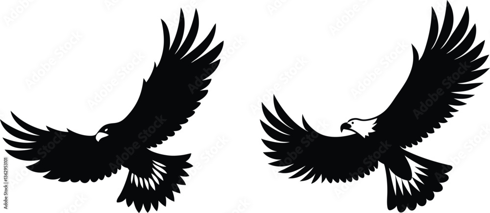 Obraz premium Bald Eagle Silhouette Vector Illustration
