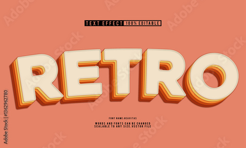 Retro text effect with a stylish and fully editable design.