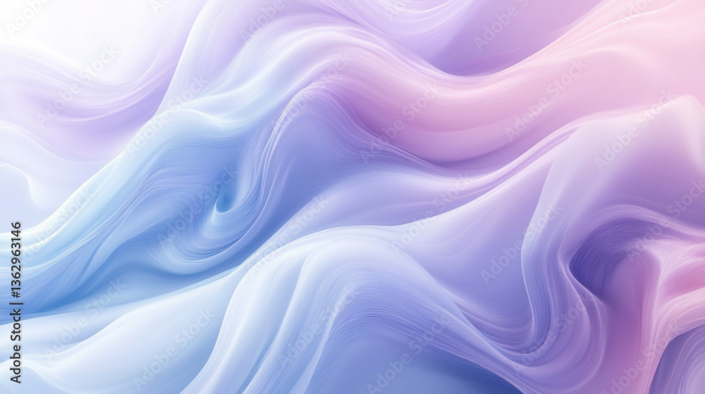 Obraz premium Abstract waves in pastel blue and lavender blend seamlessly for a dreamy effect.