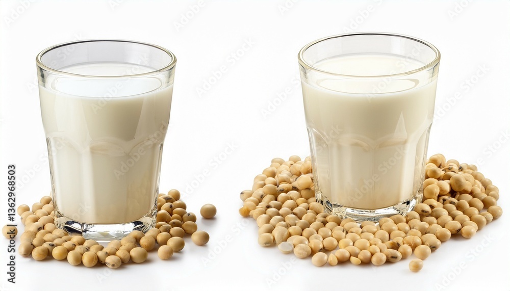 a glass of soy milk with soybeans isolated on white background with clapping path full of depth of field a glass of soy milk with soybeans isolated on white background with clapping path full of depth of field