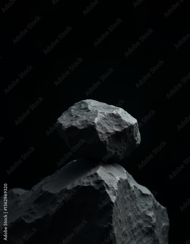 Naklejka premium A stack of rocks on top of each other in the dark