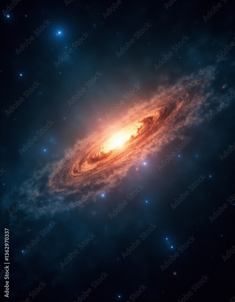 Fototapeta premium A spiral galaxy in the night sky with stars