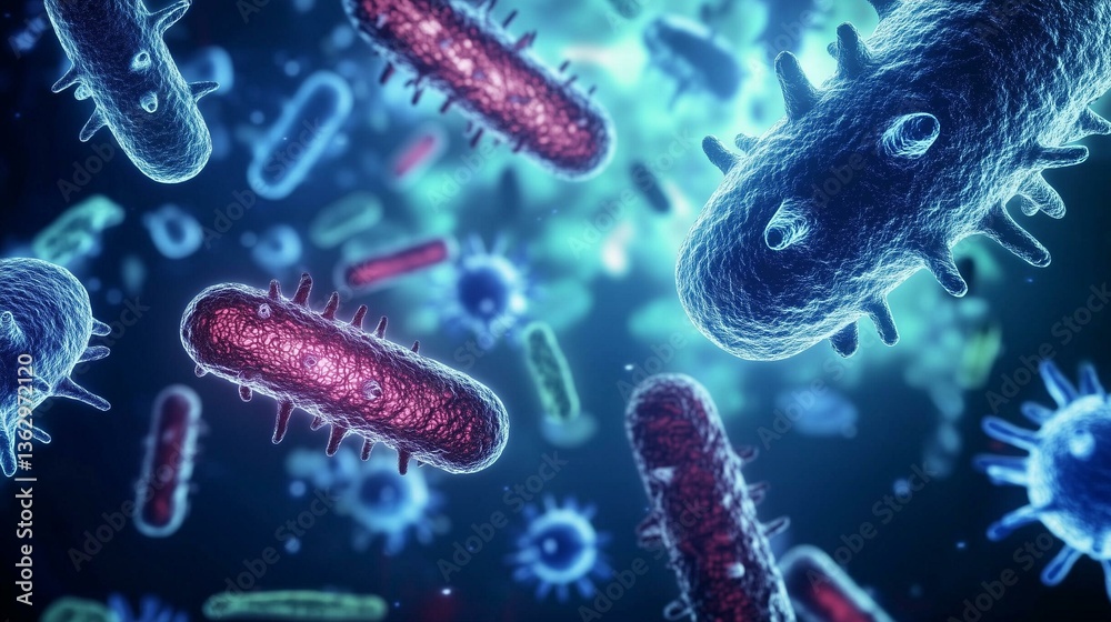 Microscopic View of Bacteria and Viruses in a Complex Biological Environment Microscopic View of Bacteria and Viruses in a Complex Biological Environment