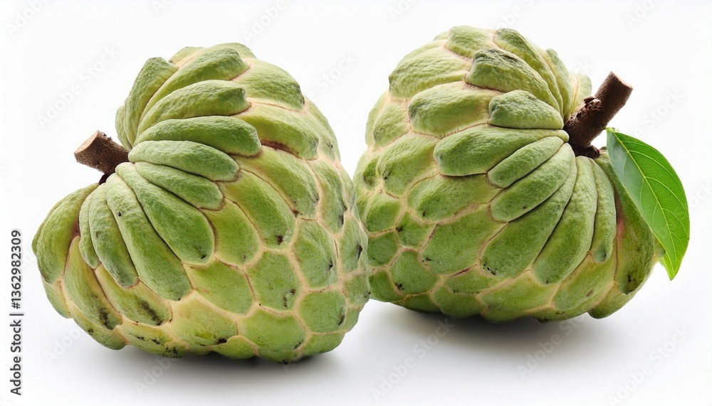 Fototapeta premium sugar apple or custard apple isolated on white background exotic tropical thai annona or cherimoya fruit