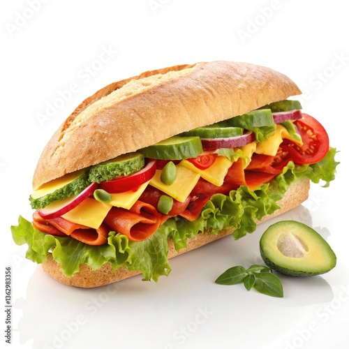 sandwich with ham and vegetables
