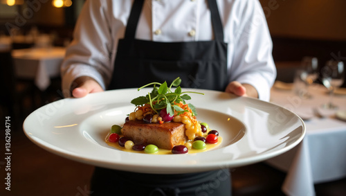 Wallpaper Mural Chef Presenting Gourmet Dish on White Plate Torontodigital.ca