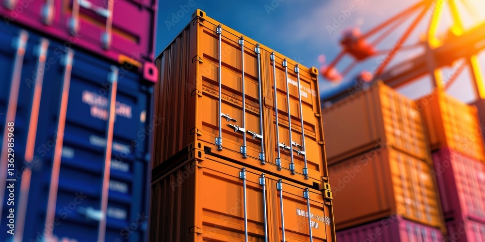 Fototapeta premium Streamlined export of sealed boxes in global warehouse shipping logistics