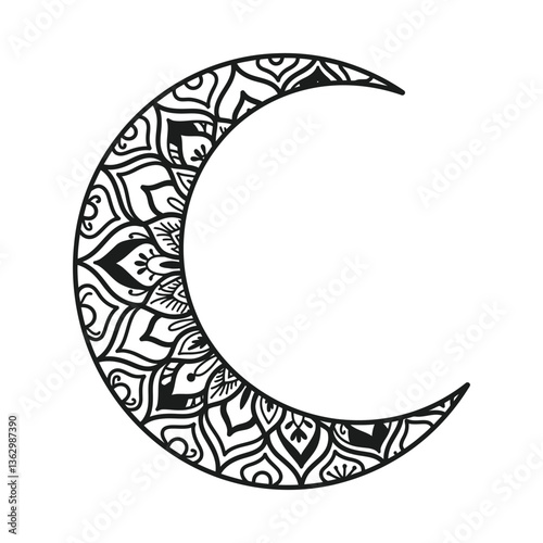 Intricate Mandala Crescent Moon Design