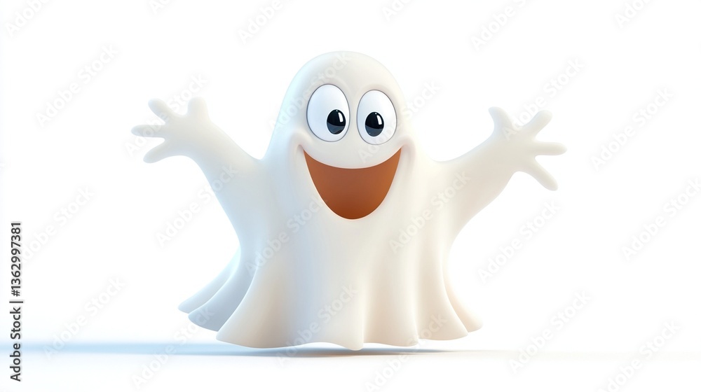 Happy cartoon ghost with open arms. Happy cartoon ghost with open arms.