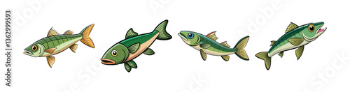 Set of Unique Brook Stickleback Colorful Artistic Creation