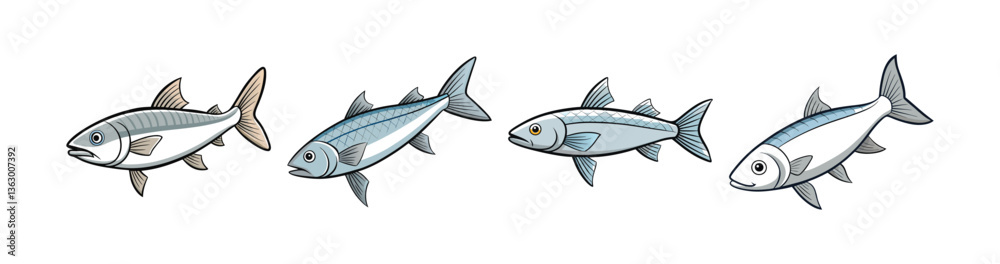 Fototapeta premium Set of Grey Mullet with Stunning Realistic Features