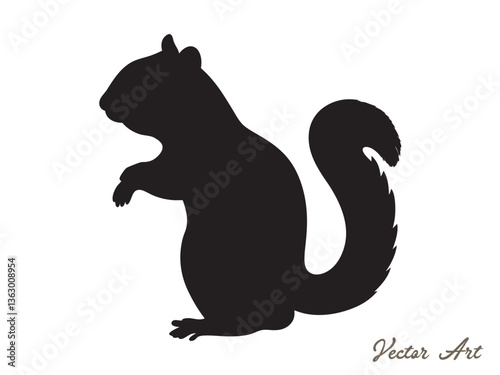 Chipmunk silhouette vector art illustration on white background