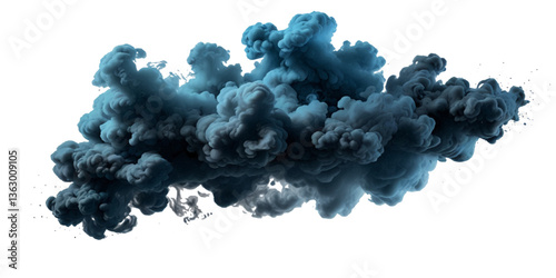 abstract vector blue smoke cloud on transparent background