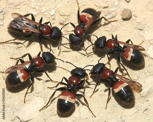 Redbanded ants ground circle.
