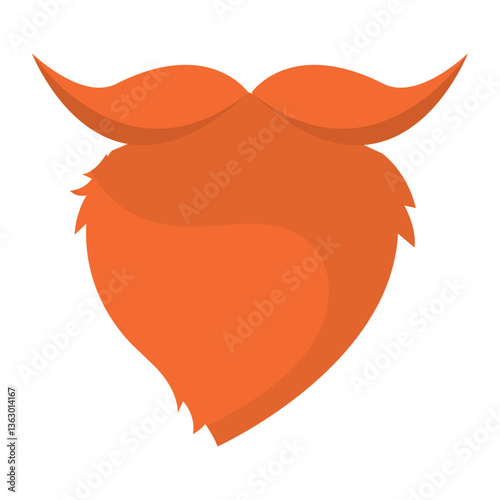 Orange beard and mustache cartoon design. Vector