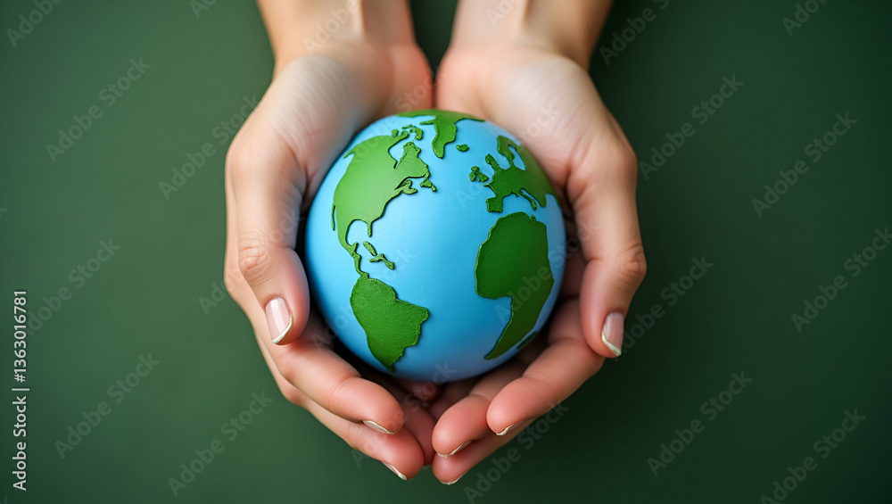 Top view hands embracing handmade globe protecting planet together World Earth Day concept green energy ESG renewable sustainable resources environmental care. concept as Top view of people hands embr Top view hands embracing handmade globe protecting planet together World Earth Day concept green energy ESG renewable sustainable resources environmental care. concept as Top view of people hands embr
