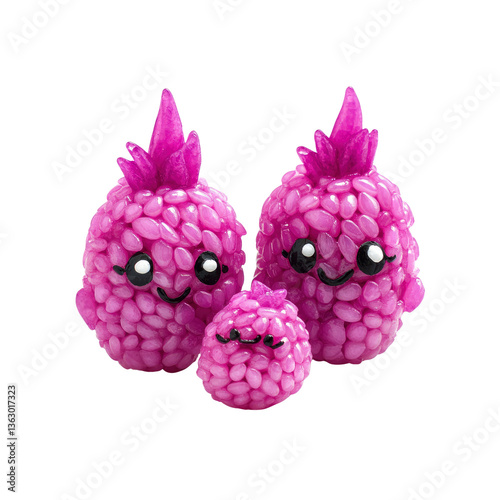 Adorable Pink Pineapple Family Cute Polymer Clay Characters