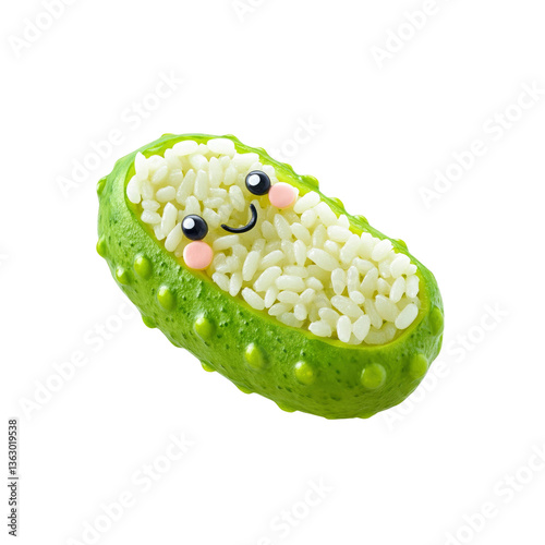 Cute Cucumber Rice Bowl with Happy Face - Fun Kids Food