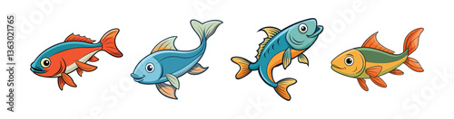 Set of Remarkable Windstrike Fish Realistic Color Artwork