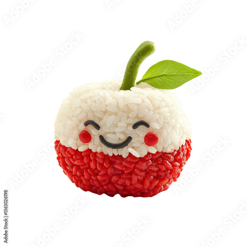 Adorable Rice Ball Apple Shaped Character with Happy Face
