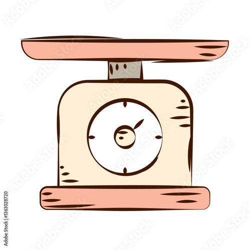 Kitchen scale cartoon icon. Vector