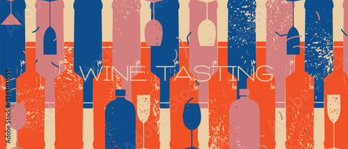 Wine list design, restaurant menu, poster. Vector illustration alcohol set, glasses, flat design