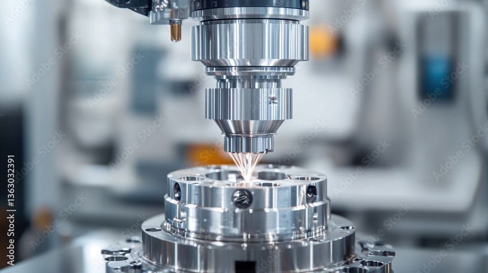 Precision laser cutting machine in action creating intricate metal parts with bright sparks and modern industrial equipment for manufacturing Precision laser cutting machine in action creating intricate metal parts with bright sparks and modern industrial equipment for manufacturing