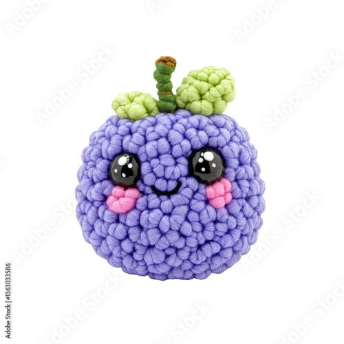 Adorable Crochet Plum Amigurumi Kawaii Fruit Toy