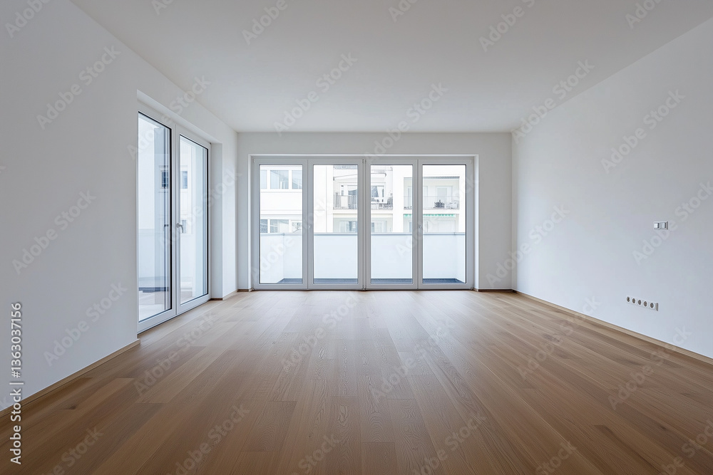 Obraz premium Interior of empty spacious living room with white walls 