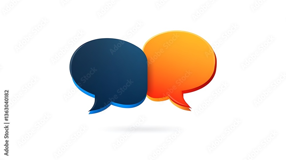 Vibrant 3D Render of Interconnected Speech Bubbles on White Background AI Generated Vibrant 3D Render of Interconnected Speech Bubbles on White Background AI Generated