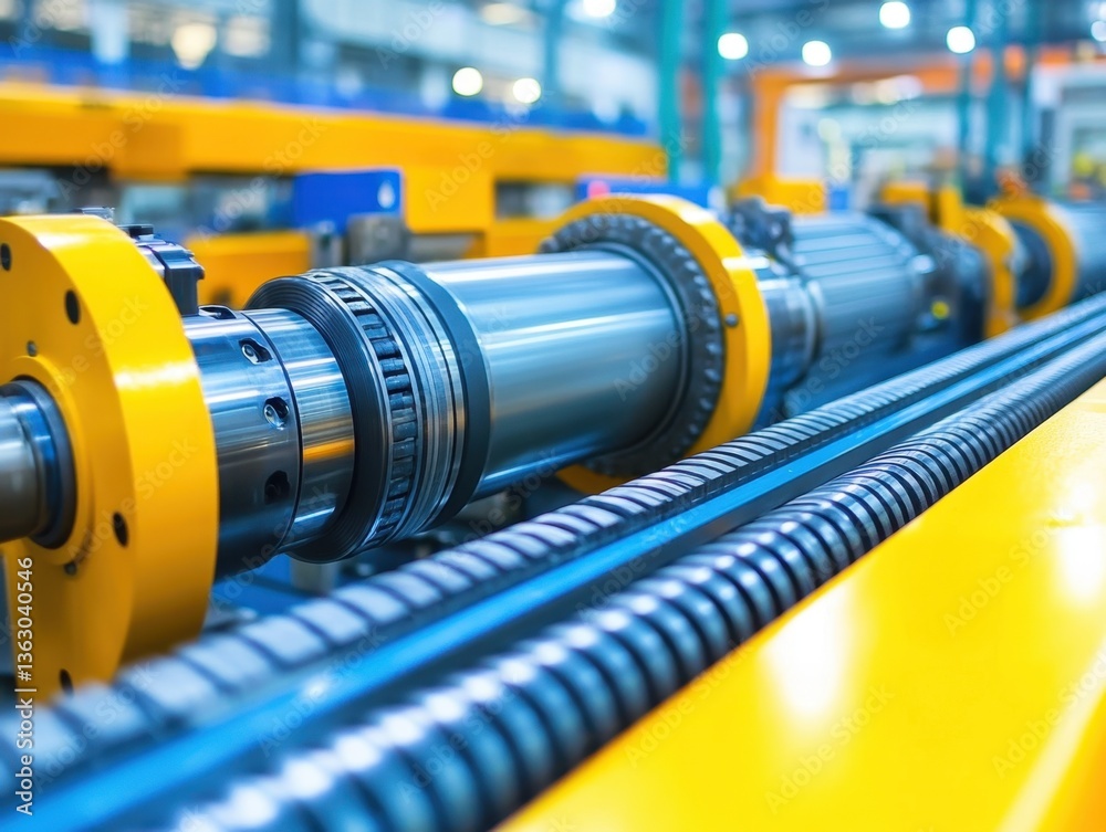 Obraz premium Precision engineering machinery in a modern industrial factory showcasing advanced manufacturing processes and technological innovation