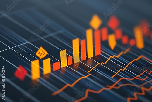 Business graphs and charts icons. Business infographics icons. Statistic and data, charts diagrams, money, down or up arrow, economy reduction. Financial chart. Vector illustration.