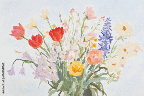 Wallpaper Mural A vibrant bouquet of mixed flowers, showcasing rich colors and textures, isolated with a transparent background. Torontodigital.ca