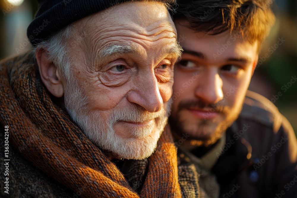 Man with a beard and a hat holding a camera, capturing vibrant street art in a bustling city square filled with eclectic performers and curious onlookers.
