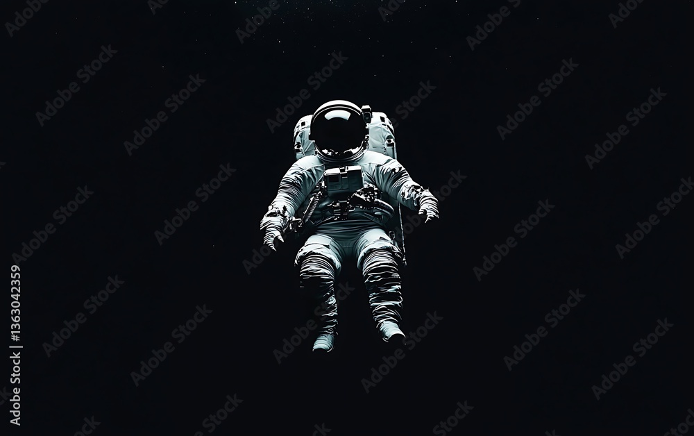 Fototapeta premium Astronaut in space suit, adrift in darkness
