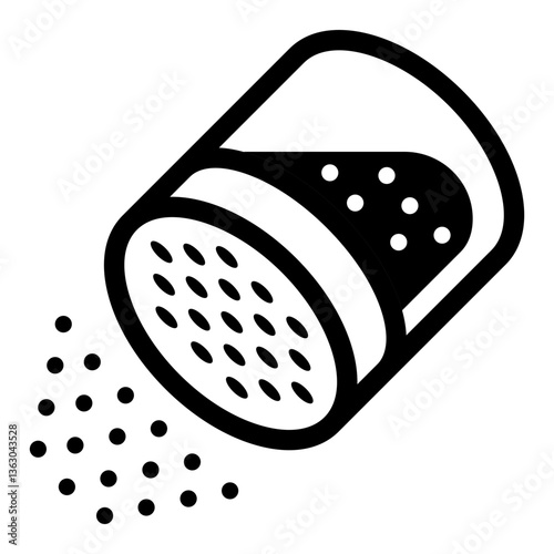 A tilted spice shaker pouring out seasoning symbolizing chili flakes or powdered spice.