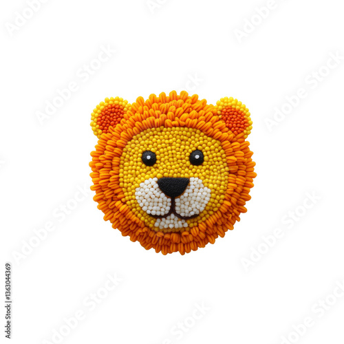 Adorable Lion Face Made of Colorful Beads - Fun and Whimsical Animal Art