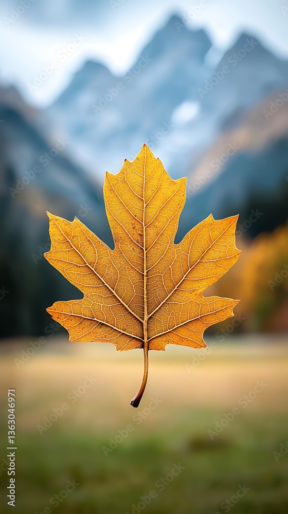 Fototapeta premium Autumn leaf in mountains