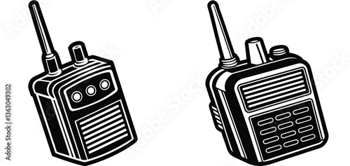 Vintage old radio with antenna isolated on white background