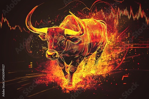 Bullish symbols on stock market vector illustration. vector Forex or commodity charts, on abstract background. The symbol of the the bull. The growing market.